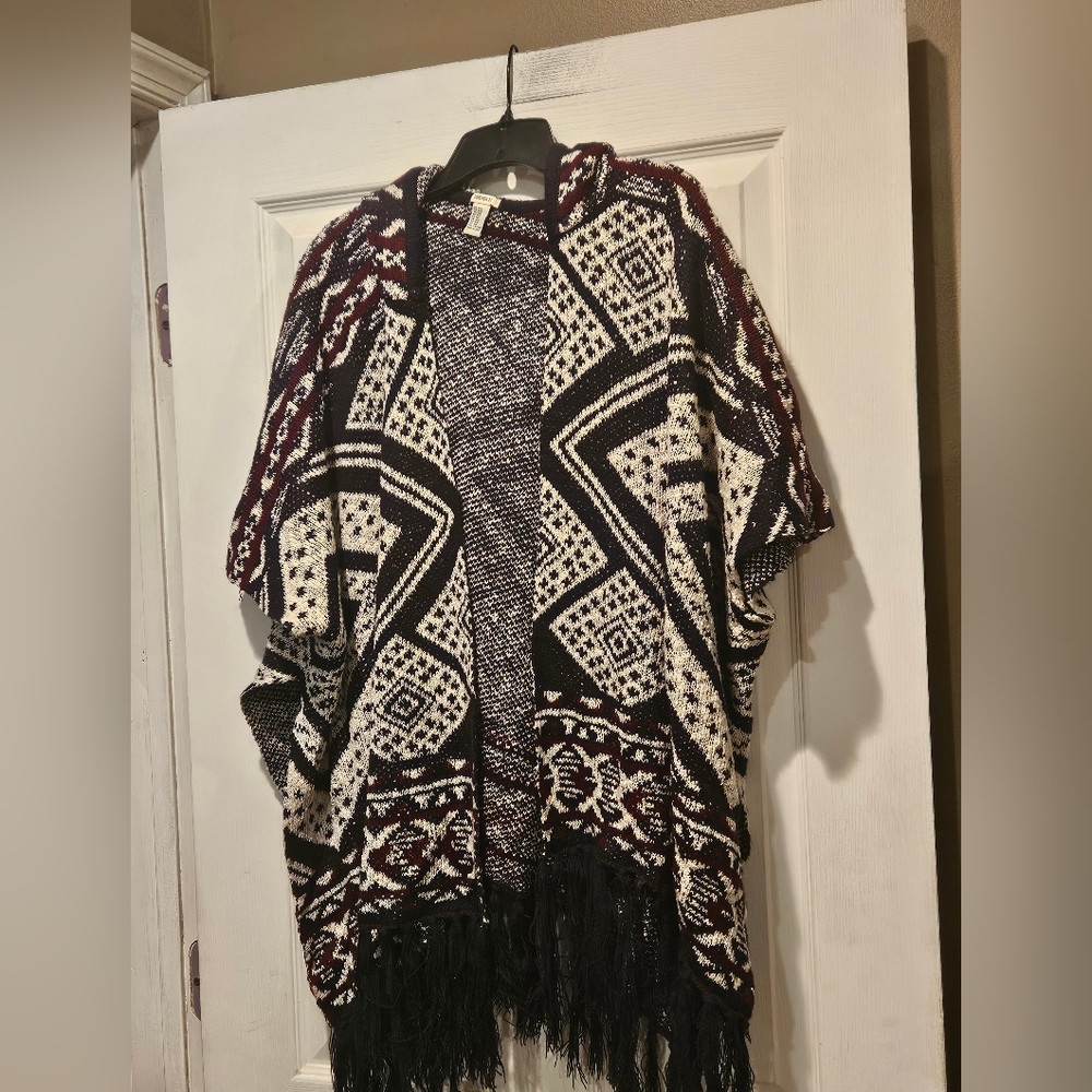 FOREVER 21 SWEATER DUSTER WITH HOOD